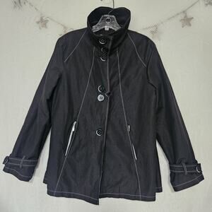 Pendleton Medium Womens Black Pleated Swing Jacket Y2K Preppy Sophisticated Chic